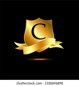 A letter golden shield 