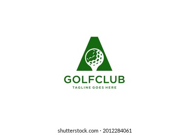 Letter A for Golf logo design vector template, Vector label of golf, Logo of golf championship, illustration, Creative icon, design.