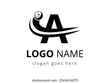 A Letter with Golf Sports Logo Template Design. Hockey Sport Academy Sign, Club Symbol. business, and company identity
