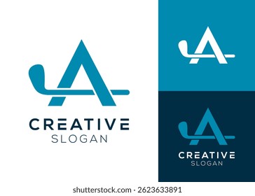 Letter A with golf sticks logo design for sport and hobby