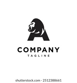 Letra A Gorilla ícone de logotipo vetor.