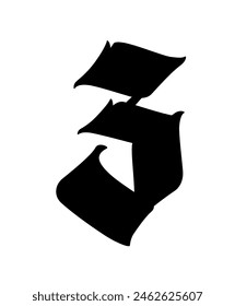Letter, in the Gothic style. Vector. Alphabet. Calligraphy and lettering. Medieval Latin letter. Logo for the company. Monogram. Elegant font for tattoo.