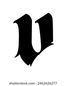 Brief im gotischen Stil. Vektorgrafik. Alphabet. Kalligraphie und Schriftzug. In: Medieval Latin Letter. Logo für das Unternehmen. Monogramm. Elegante Schrift für Tattoo.