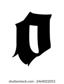 Letter, in the Gothic style. Vector. Alphabet. Calligraphy and lettering. Medieval Latin letter. Logo for the company. Monogram. Elegant font for tattoo.