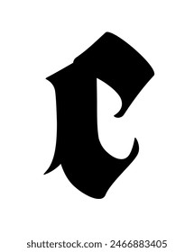 Letter, in the Gothic style. Vector. Alphabet. Calligraphy and lettering. Medieval Latin letter. Logo for the company. Monogram. Elegant font for tattoo.