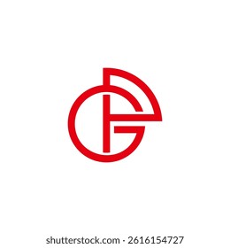 letter gp linked circles lines geometric logo vector 