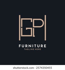 Letter GP Logo Design. Luxury GP Furniture Logo for Interior Decor and Home Decor