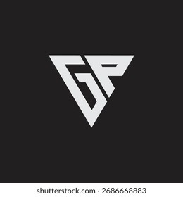 Design de logotipo de Carta GP e forma de triângulo.
