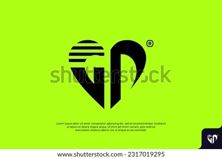 Letter GP logo icon with heart shape
