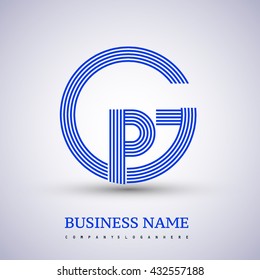 Letter GP or PG linked logo design circle G shape. Elegant blue colored, symbol for your business name or company identity.