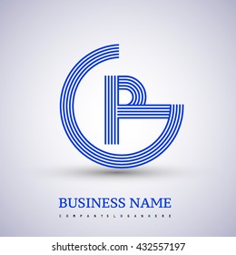Letter GP or PG linked logo design circle G shape. Elegant blue colored, symbol for your business name or company identity.