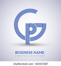 Letter GP or PG linked logo design circle G shape. Elegant blue colored, symbol for your business name or company identity.