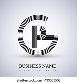 Letter GP or PG linked logo design circle G shape. Elegant black colored, symbol for your business name or company identity