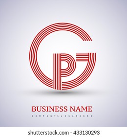 Letter GP or PG linked logo design circle G shape. Elegant red colored, symbol for your business name or company identity