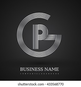 Letter GP or PG linked logo design circle G shape. Elegant silver colored, symbol for your business name or company identity.