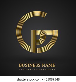 Letter GP or PG linked logo design circle G shape. Elegant golden colored, symbol for your business name or company identity.