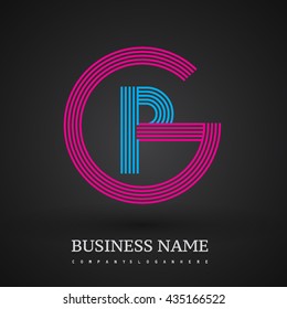 Letter GP or PG linked logo design circle G shape. Elegant red and blue colored, symbol for your business name or company identity.