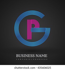 Letter GP or PG linked logo design circle G shape. Elegant blue and red colored, symbol for your business name or company identity.