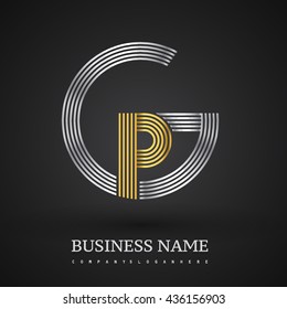 Letter GP or PG linked logo design circle G shape. Elegant silver and gold colored, symbol for your business name or company identity.
