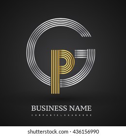 Letter GP or PG linked logo design circle G shape. Elegant silver and gold colored, symbol for your business name or company identity.