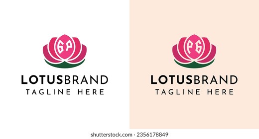 Letter GP and PG Lotus Logo Set, suitable for business related to lotus flowers with GP or PG initials.