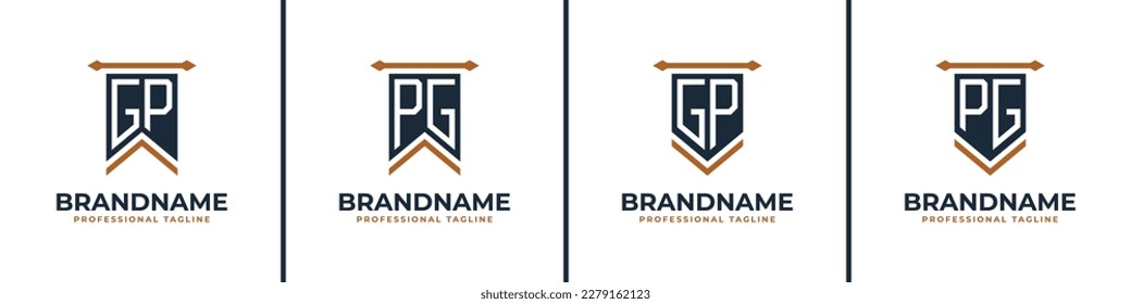 Letter GP and PG Pennant Flag Logo Set, Represent Victory. Suitable for any business with GP or PG initials.
