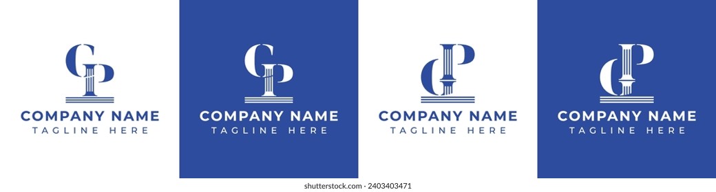Letter GP and PG Pillar Logo Set, suitable for business with GP and PG related to Pillar