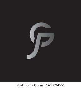 letter gp simple geometric line logo vector