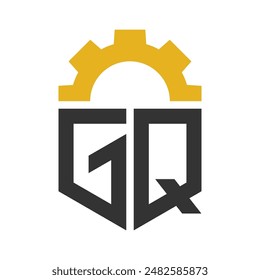 Letter GQ Gear Logo Design for Service Center, Repair, Factory, Industrial, Digital and Mechanical Business