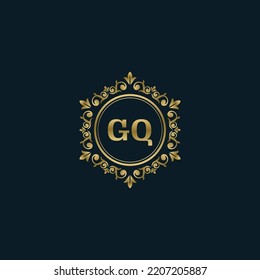 Letter GQ logo with Luxury Gold template. Elegance logo vector template.