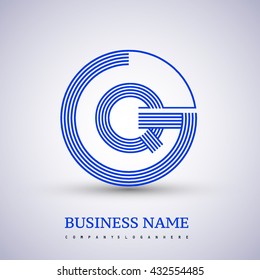 Letter GQ or QG linked logo design circle G shape. Elegant blue colored, symbol for your business name or company identity.