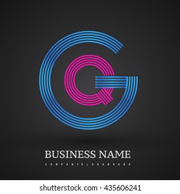 Letter GQ or QG linked logo design circle G shape. Elegant blue and red colored, symbol for your business name or company identity.