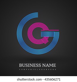 Letter GQ or QG linked logo design circle G shape. Elegant blue and red colored, symbol for your business name or company identity.