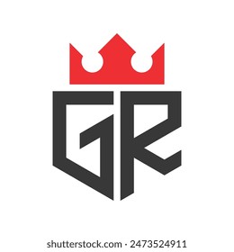 Letter GR Crown Logo. Crown on Letter GR Logo Design Template