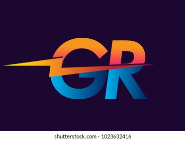 Letter GR logo with Lightning icon, letter combination Power Energy Logo design for Creative Power ideas, web, business and company.