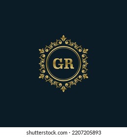 Letter GR Logo mit Luxury Gold Vorlage. Elegantes Logo, Vektorvorlage.