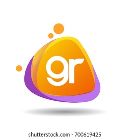Letter GR logo in triangle splash and colorful background, letter combination logo design for creative industry, web, business and company.