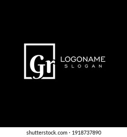 the letter GR. Monogram logo vector minimal design on black background