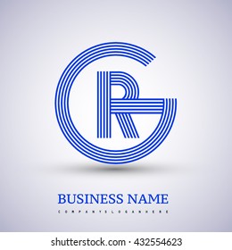 Letter GR or RG linked logo design circle G shape. Elegant blue colored, symbol for your business name or company identity.