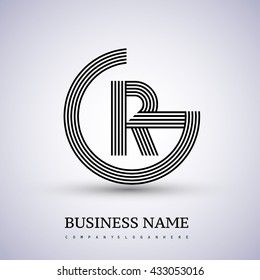 Letter GR or RG linked logo design circle G shape. Elegant black colored, symbol for your business name or company identity