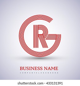 Letter GR or RG linked logo design circle G shape. Elegant red colored, symbol for your business name or company identity