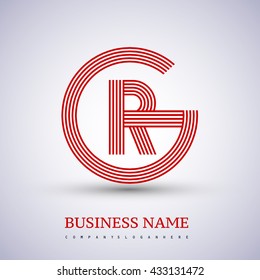Letter GR or RG linked logo design circle G shape. Elegant red colored, symbol for your business name or company identity