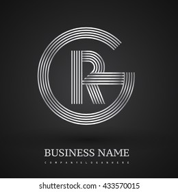 Letter GR or RG linked logo design circle G shape. Elegant silver colored, symbol for your business name or company identity.