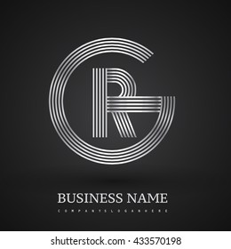 Letter GR or RG linked logo design circle G shape. Elegant silver colored, symbol for your business name or company identity.