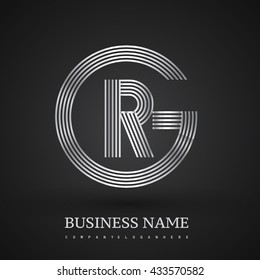 Letter GR or RG linked logo design circle G shape. Elegant silver colored, symbol for your business name or company identity.