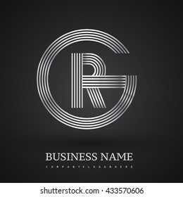 Letter GR or RG linked logo design circle G shape. Elegant silver colored, symbol for your business name or company identity.
