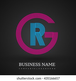 Letter GR or RG linked logo design circle G shape. Elegant red and blue colored, symbol for your business name or company identity.