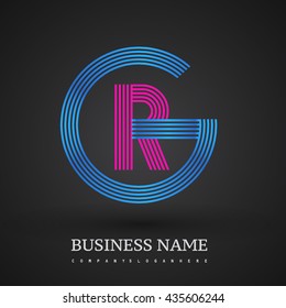 Letter GR or RG linked logo design circle G shape. Elegant blue and red colored, symbol for your business name or company identity.