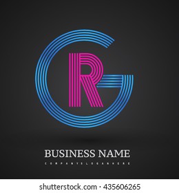 Letter GR or RG linked logo design circle G shape. Elegant blue and red colored, symbol for your business name or company identity.