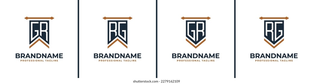 Letter GR and RG Pennant Flag Logo Set, Represent Victory. Suitable for any business with GR or RG initials.